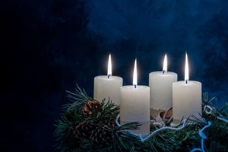 an advent wreath for christmas ensures romatinsche mood in the silent advent.の写真素材