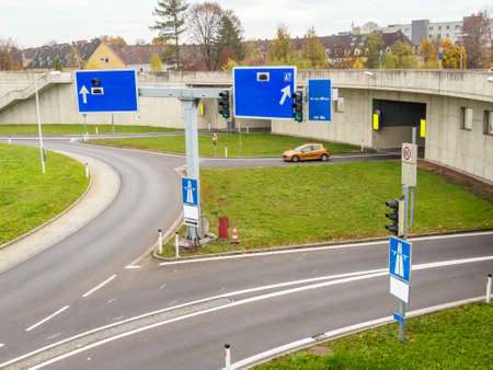 austria, linz, highway. tunnel for noise calming the binder michel on the a7 motorway.の写真素材