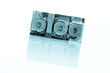 the word blog written with lead letters. photo icon for blog