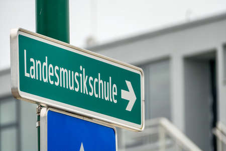 landesmusikschule signs, symbol of education, culture, musicality, factional disputeの写真素材