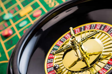 the cylinder of a roulette gambling in a casino. winning or losing is decided by chance.の写真素材