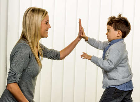 mother and son symbol of love, fun, childhood, happinessの写真素材