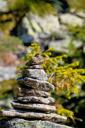 stacked stones, symbol for hiking, marking, orientationの写真素材
