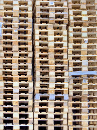 stacked pallets, symbolic photo for freight transport and logisticsの写真素材