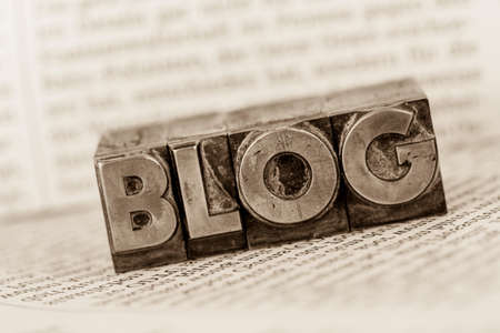 the word blog written with lead letters. photo icon for blogの写真素材