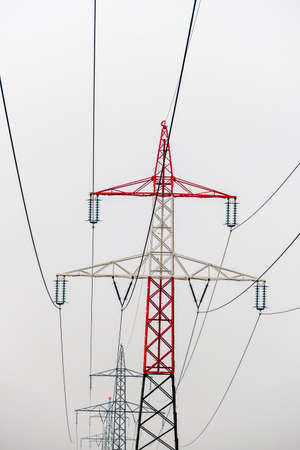a power line poles for electricity. power line for energy.の写真素材