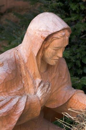 in strobl in saltkammergut a life-size handcarved crib at christmas time can be seen.のeditorial素材