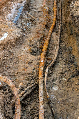 outdated lines for gas, water and sewer to be rehabilitated.の写真素材
