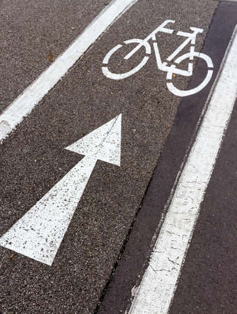 direction arrow for cyclists, symbol of direction, security, mobility, helpの写真素材