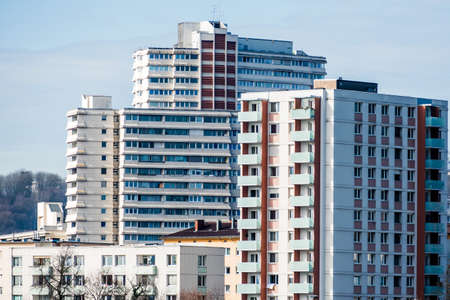 residential buildings in linz, upper austria, austria. in urfahrのeditorial素材
