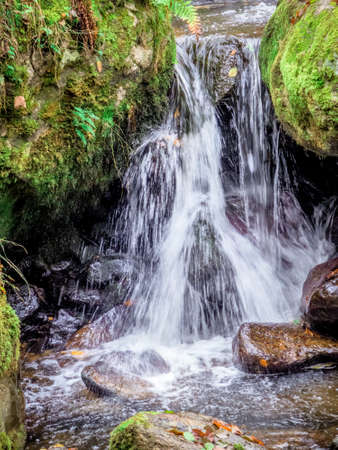a creek with rocks and flowing water. landscape experience in nature.の写真素材