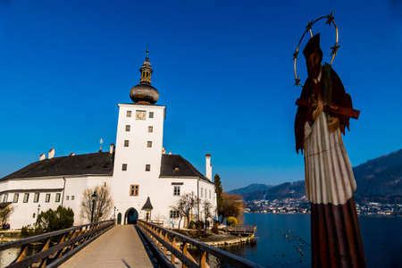 castle place am traunsee in gmunden. film set for the schlosshotel orth seriesのeditorial素材