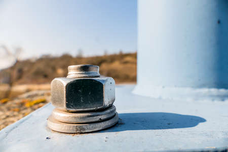 hex bolt and nut, connection icon, reliability, security,の写真素材