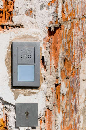 intercom broken , a symbol of security, private property, renovation, insulationの写真素材
