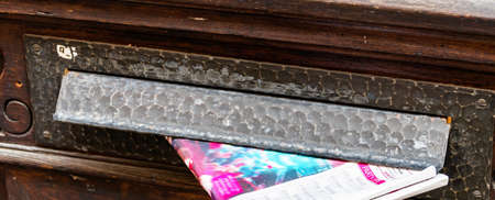 letter keys with brochures, symbol for advertising, mail, marketingの写真素材