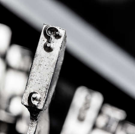 question mark on an antique typewriter. symbolic photo for questions and answersの写真素材