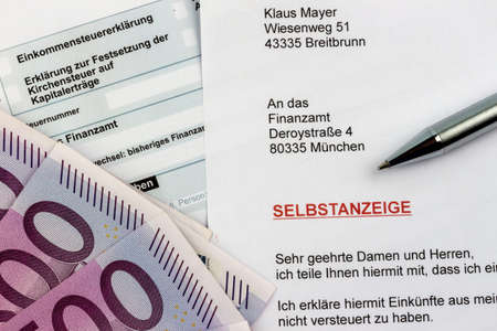 Symbolic photo for a voluntary disclosure for evasion of taxes at the tax office in germany