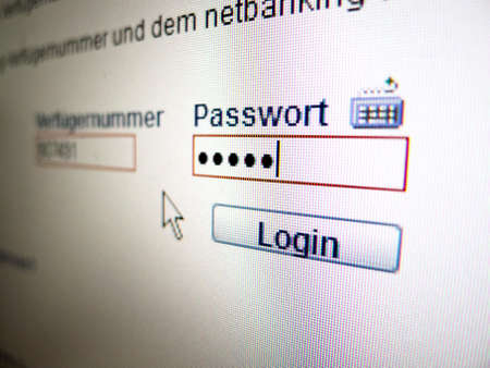 on the monitor of a computer, the password is when logging in online banking queried ..の写真素材