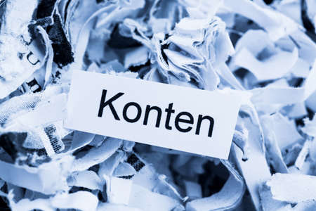 papierschnitzel tagged accounts, symbolfoto for finance, accounting and double-entry bookkeepingの写真素材