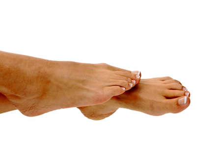 the legs of a woman against white background. cut
