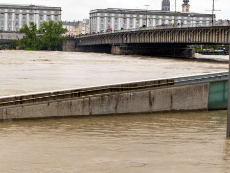 flood 2013. linz, austria. overflows and floodingの写真素材