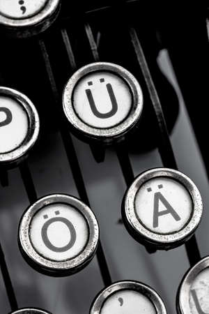 german umlauts on an old typewriter. symbol photo for communication in earlier times german umlauts on an old typewriter. symbol photo for communication in earlier times