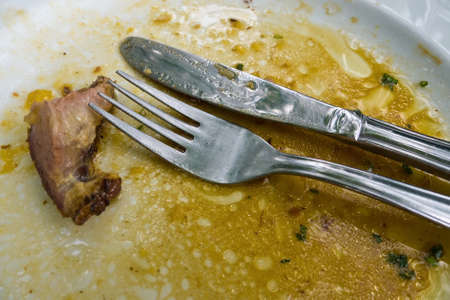 a cutlery is after the food on a plate