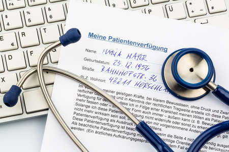 an advance in german. instructions for the doctor or the hospital in the event of a terminal illness.の写真素材