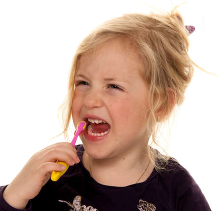 child brushing the teeth. dental hygiene and cleaning.