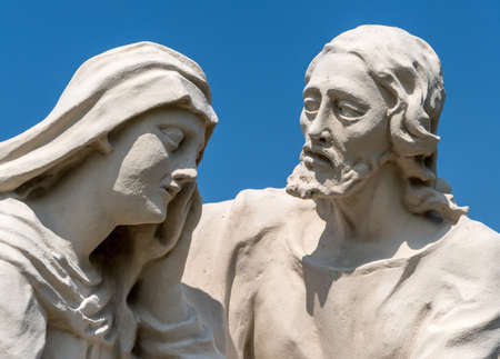 austria, lower austria, retz. the way of the cross at calvary group. mary and jesusの写真素材