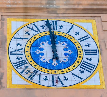 the island of capri in italy. clock tower with clockの写真素材