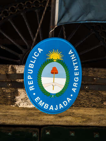shield the embassy of argentiniten in rome, italyの写真素材