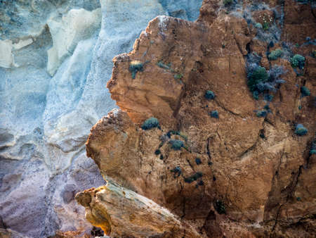 interesting rocks in a bay in central italyの写真素材