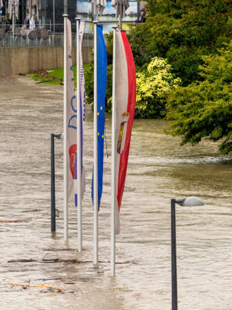 flood 2013. linz, austria. overflows and floodingの写真素材