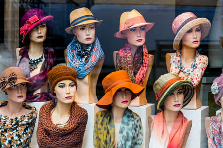 boutique with hats and womens fashionの写真素材
