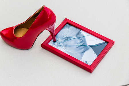 picture frames and stilettoの写真素材