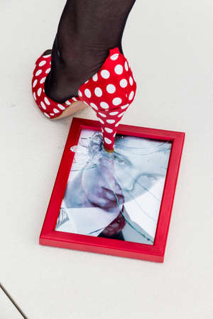 picture frames and stilettoの写真素材