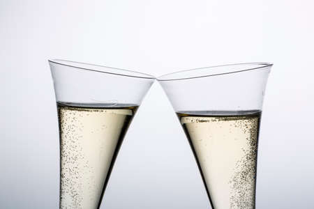 champagne or sparkling wine in the champagne glassの写真素材