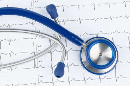 stethoscope and electrocardiogramの写真素材
