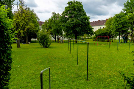 backyard with playgroundの写真素材