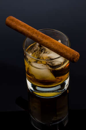 whiskey and cigarの写真素材