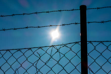 barbed wire and sunshineの写真素材