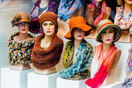 boutique with hats and womens fashionの写真素材