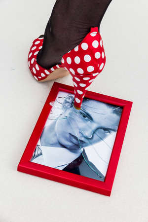 picture frame and high heelsの写真素材