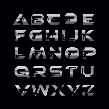 Gun tactical initial  letter typefaceのイラスト素材
