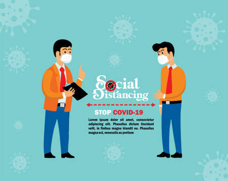 A vector sign illustration for social distancing campaignのイラスト素材