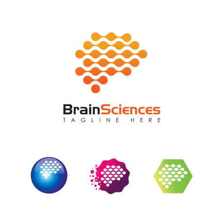 A vector logos for science and technology company with brain sign symbolsのイラスト素材