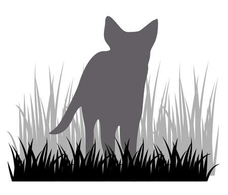 A vector illustration of dog with grass symbolのイラスト素材