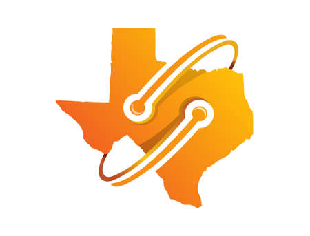 A vector Illustration of Texas Map Shape with two technology simbol added logo signのイラスト素材