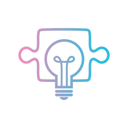 A vector Illustration of Puzzle and bulb vector logo for supporting developmental health logoのイラスト素材